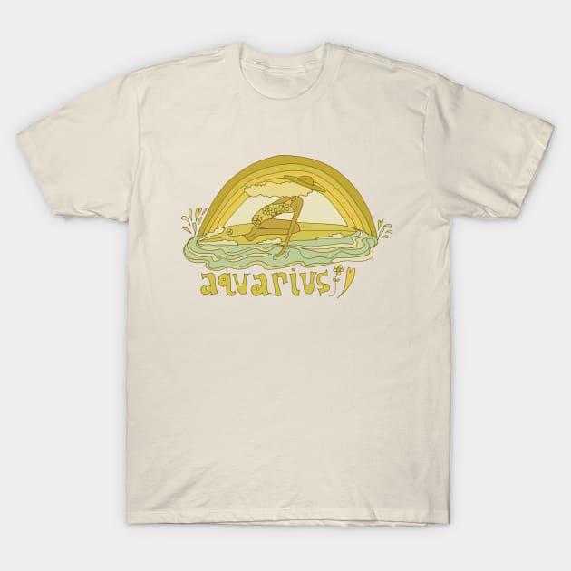 aquarius surfy zodiac // retro surf art by surfy birdy T-Shirt by surfybirdy